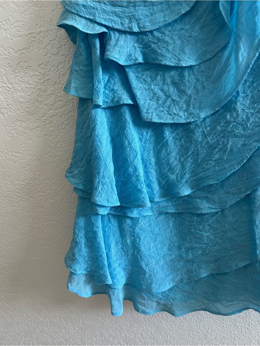 Billy J Cassidi Blue Asymmetrical One Shoulder Ruffle Tier Mini Dress - Picture 8 of 9